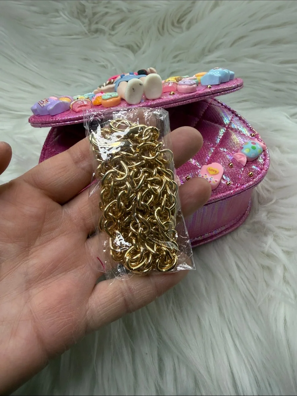 Coca Cola Girl on a Pink Purse with Candy Charms